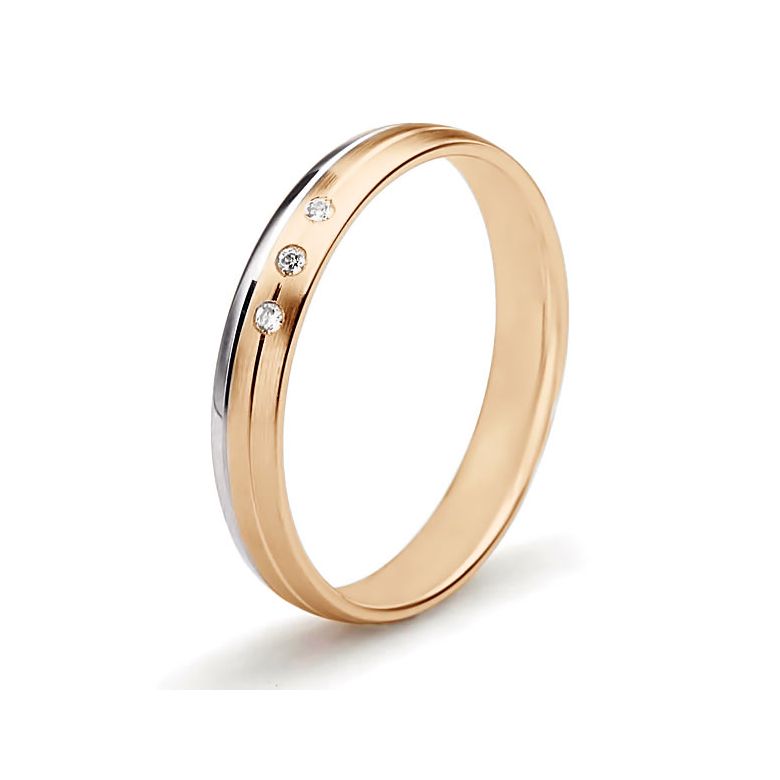 Alliance Or Rose & Blanc - Bague créative pour Femme - Diamants clos - 1