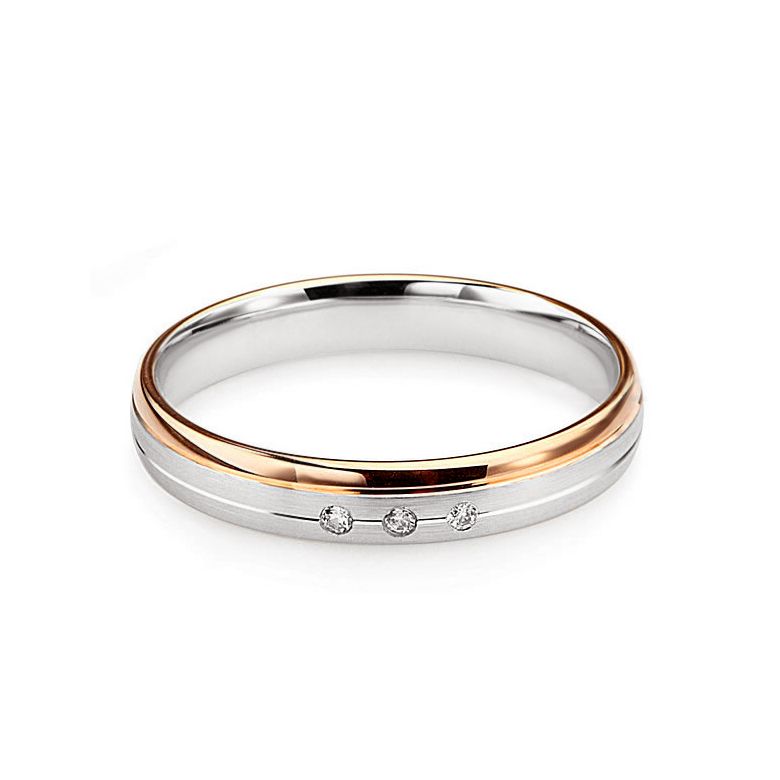 Alliance 2 ors liés - Bague créative pour Femme - Diamants clos - 3