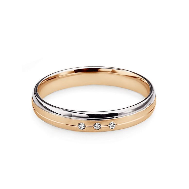 Alliance Or Rose & Blanc - Bague créative pour Femme - Diamants clos - 3