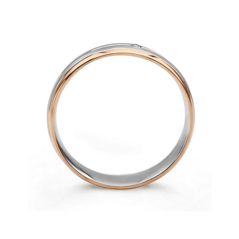 Alliance de prestige bicolore - 2 ors, diamant - Madame or blanc et rose - 4