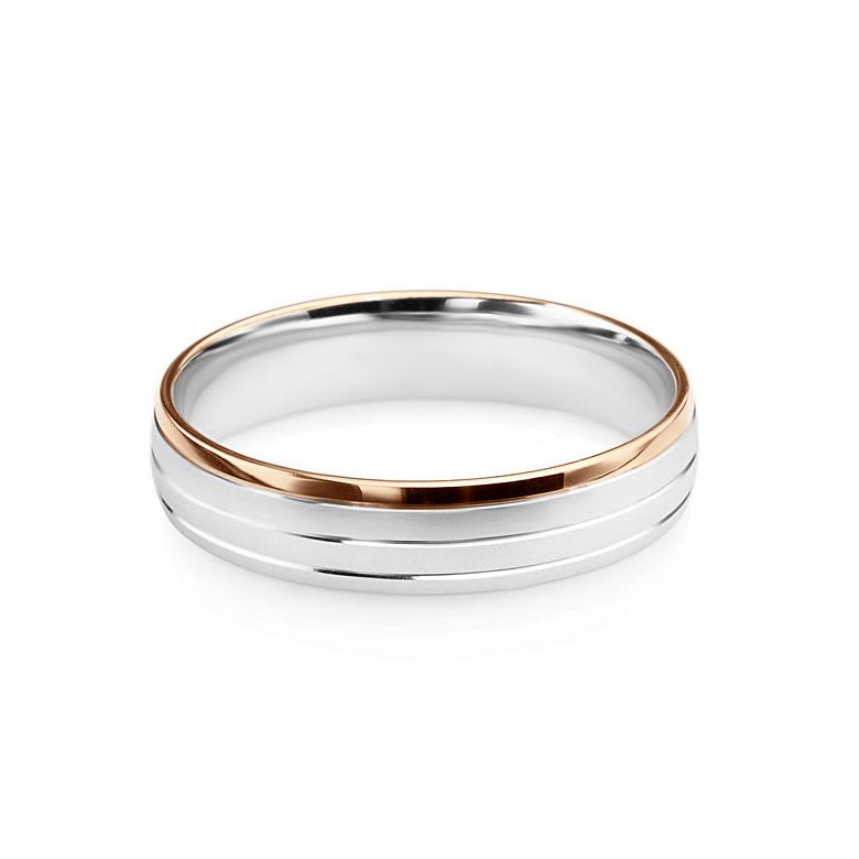 Alliance de prestige bicolore - 2 ors - Monsieur or blanc et rose - 2