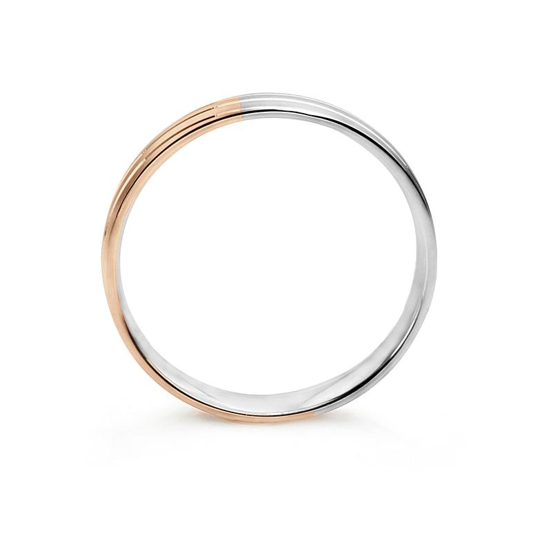 Alliance de mariage rainure - 2 ors - Homme or blanc et rose - 4