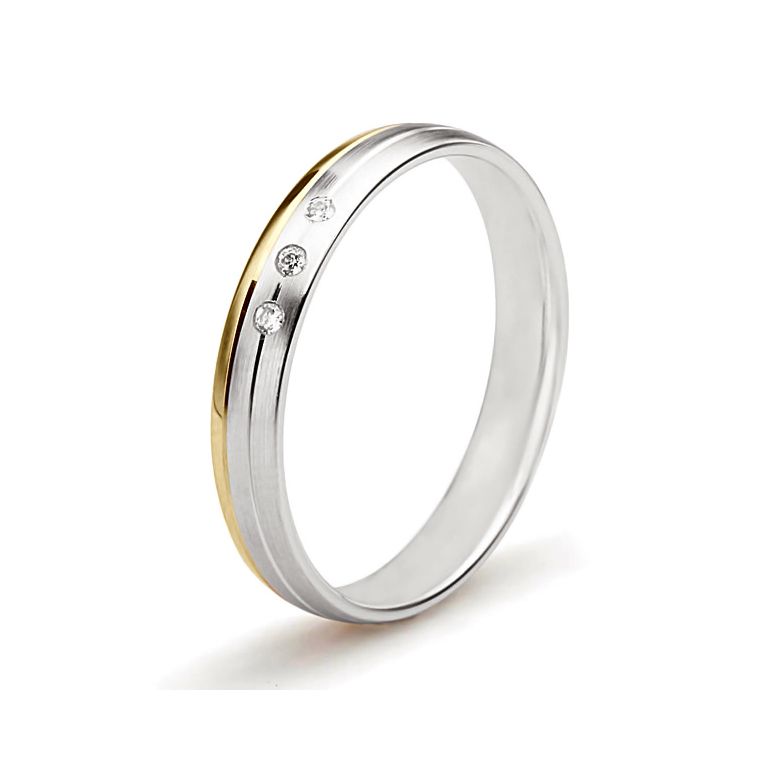 Alliance 2 ors liés - Bague créative pour Femme - Diamants clos or blanc et jaune - 1