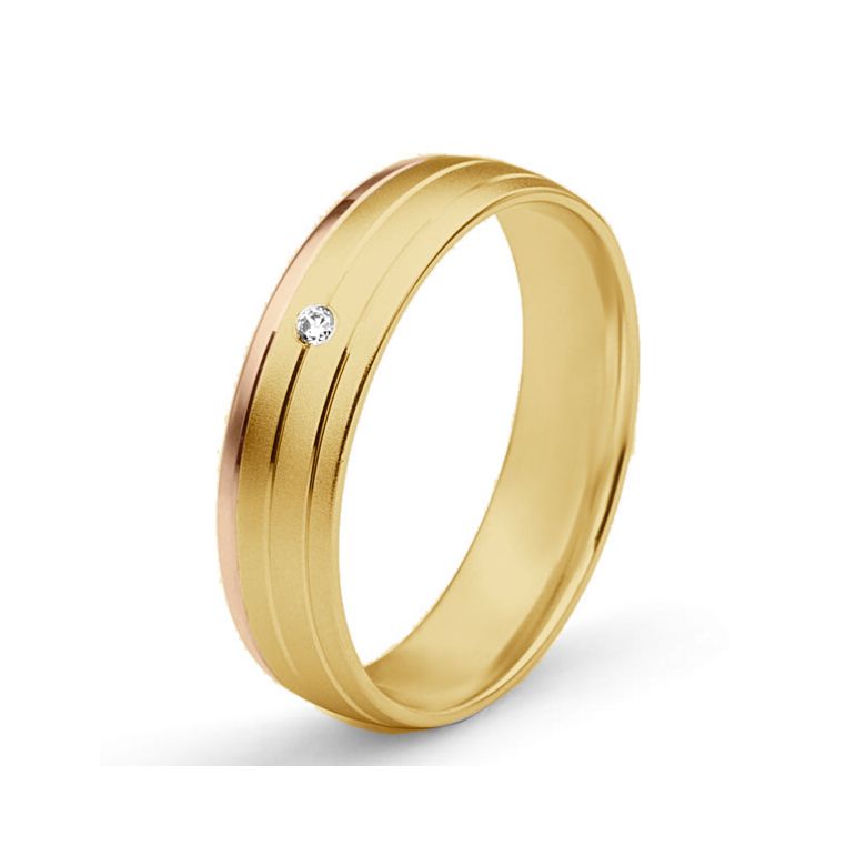 Alliance de prestige bicolore - 2 ors, diamant - Madame or jaune et rose - 1