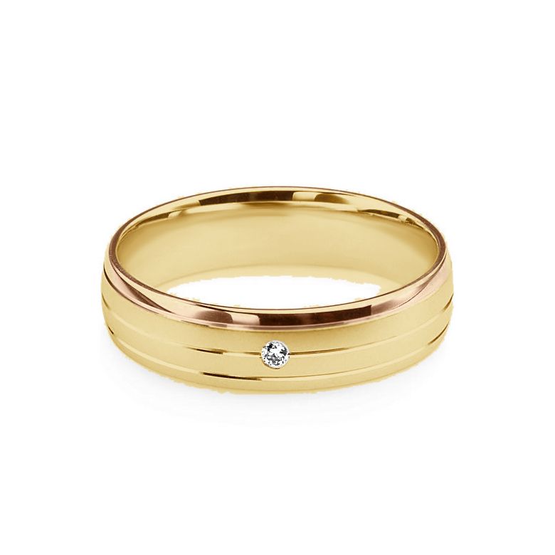 Alliance de prestige bicolore - 2 ors, diamant - Madame or jaune et rose - 3