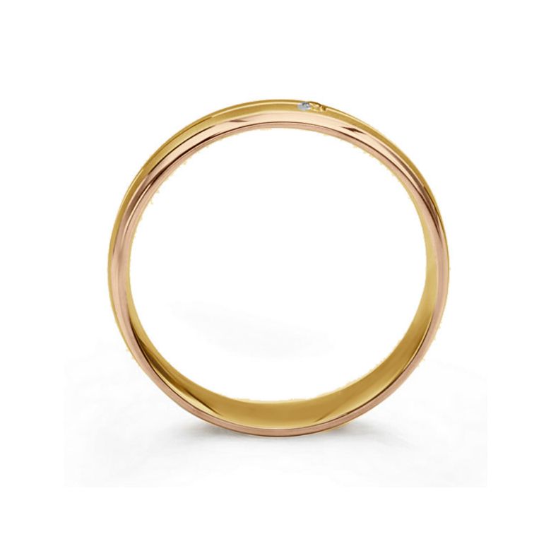 Alliance de prestige bicolore - 2 ors, diamant - Madame or jaune et rose - 4