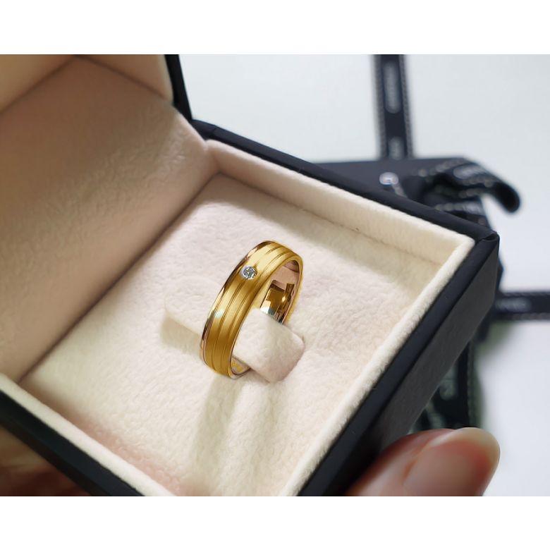 Alliance de prestige bicolore - 2 ors, diamant - Madame or jaune et rose - 5