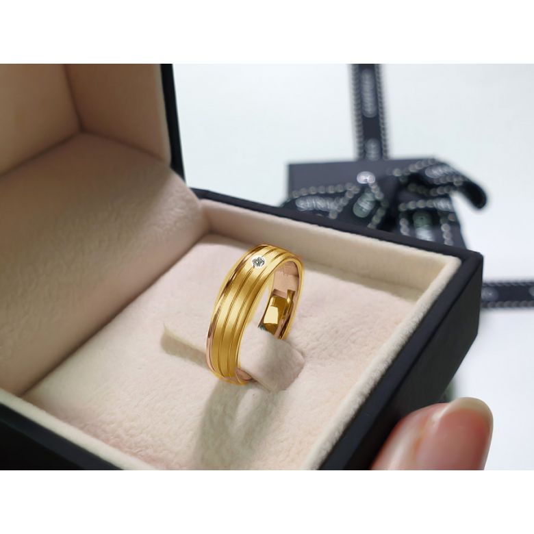 Alliance de prestige bicolore - 2 ors, diamant - Madame or jaune et rose - 6