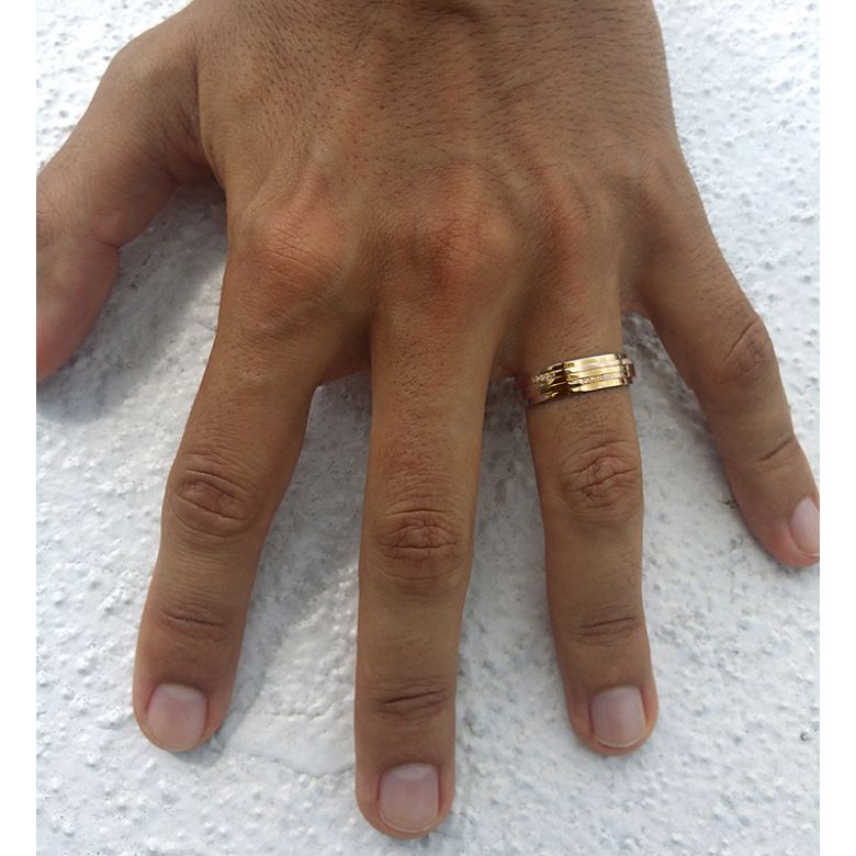 Alliance 2 ors Homme - Or jaune poli et rose brossé - Diamants - 4