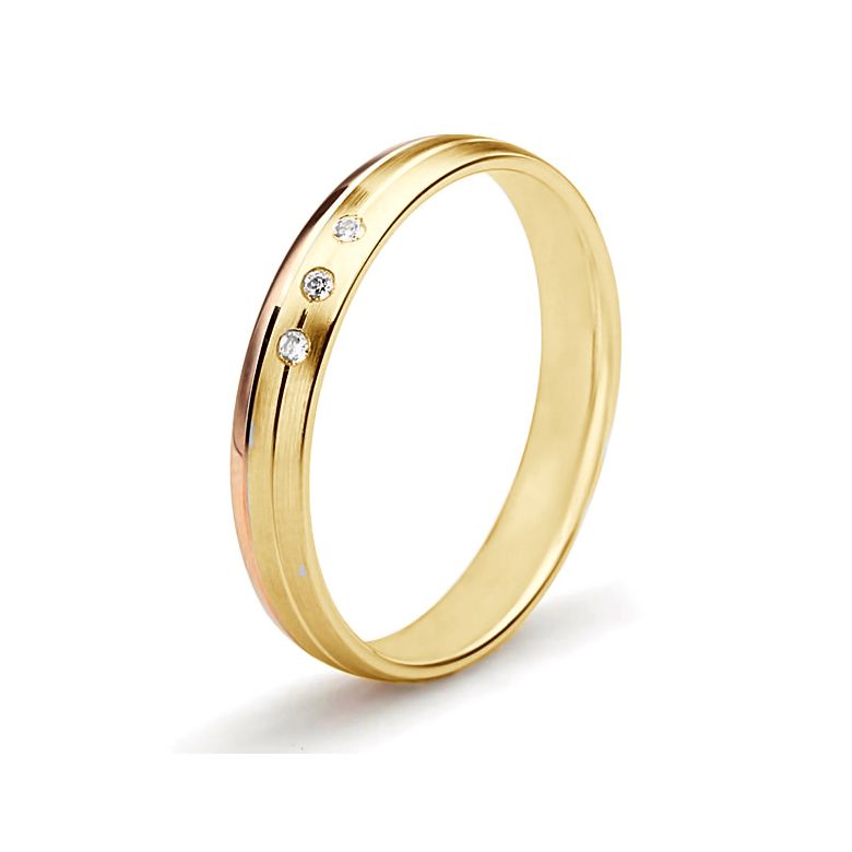 Alliance 2 ors liés - Bague créative pour Femme - Diamants clos or jaune et rose - 1