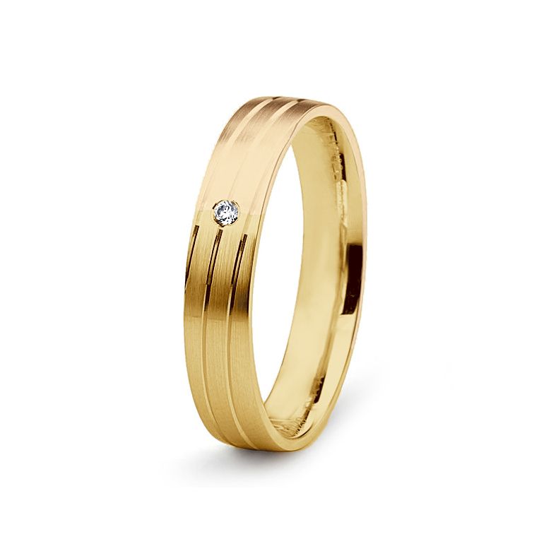 Alliance de mariage rainure - 2 ors - Diamant serti clos - Femme or jaune et rose - 1