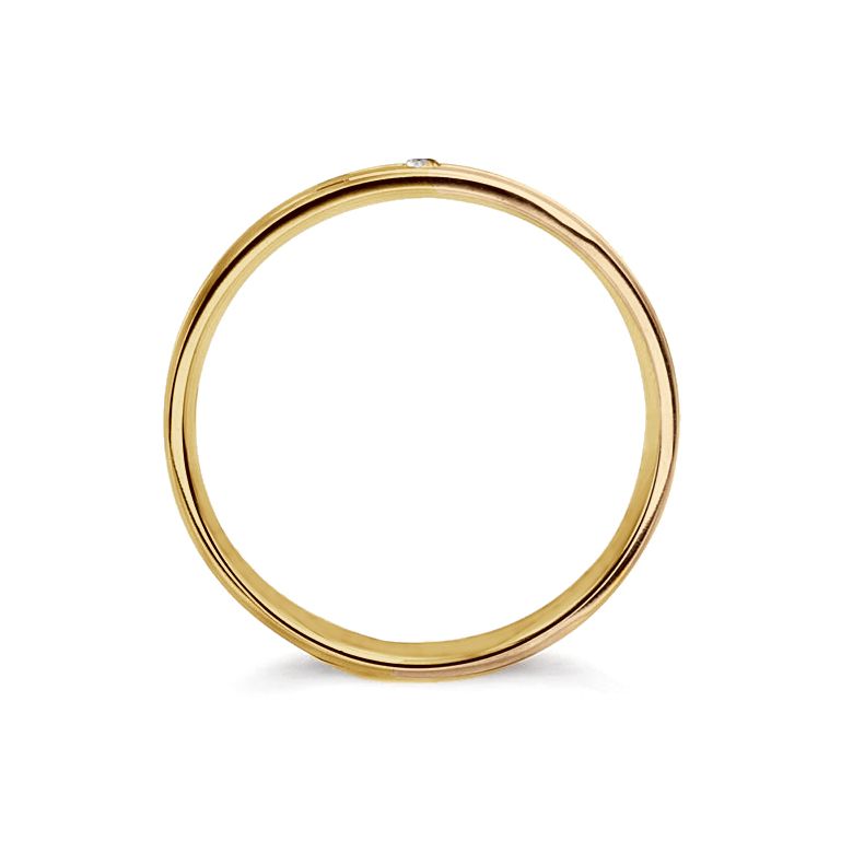 Alliance de mariage rainure - 2 ors - Diamant serti clos - Femme or jaune et rose - 4