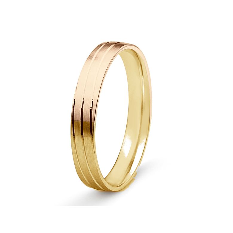 Alliance de mariage rainure - 2 ors - Homme or jaune et rose - 1