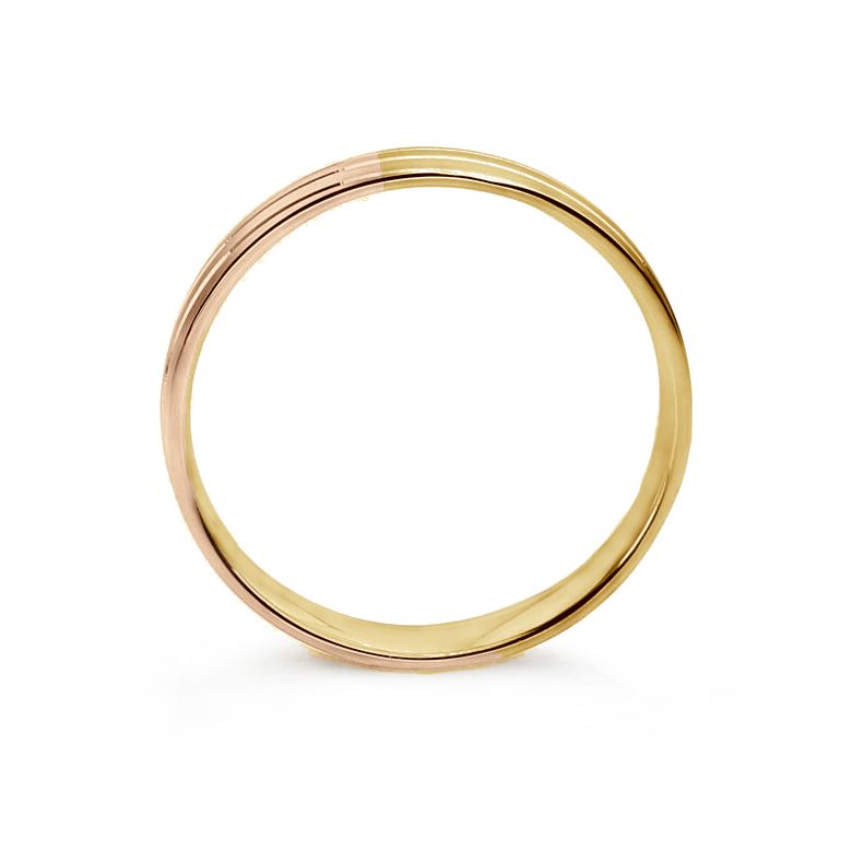 Alliance de mariage rainure - 2 ors - Homme or jaune et rose - 4