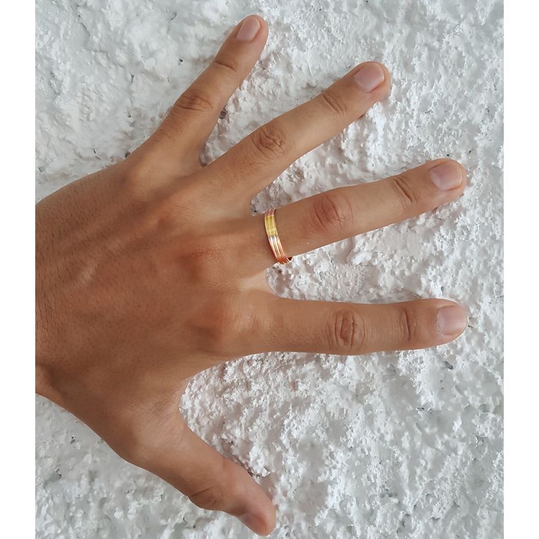 Alliance de mariage rainure - 2 ors - Homme or jaune et rose - 6