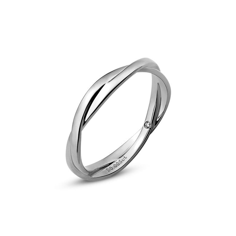 Alliance 2 anneaux. Alliance Femme. Platine et Diamant - 1