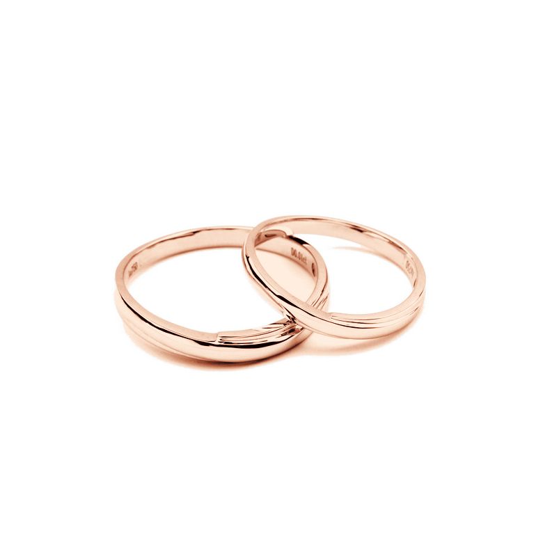 Alliances bijoux mariage - Alliances duo - Or rose 18cts - Diamants - 3