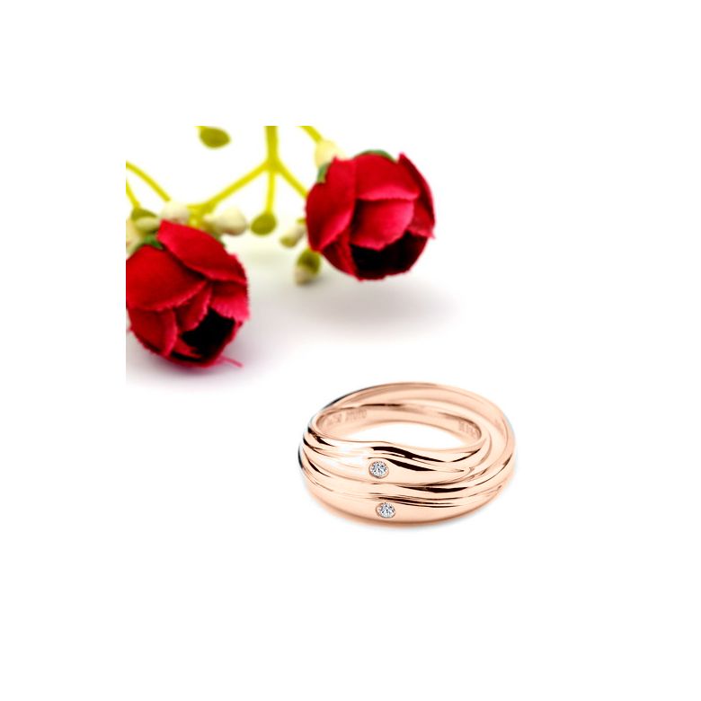 Modèles alliances mariage - Alliances duo classiques - Or rose, diamants - 3