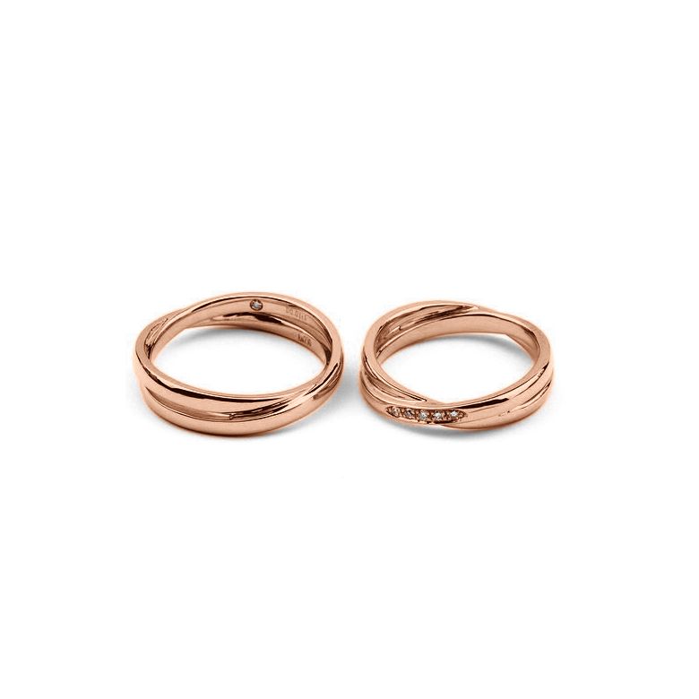 Duo d'alliances 2 anneaux or rose - Diamants | Marthe & Orli - 2