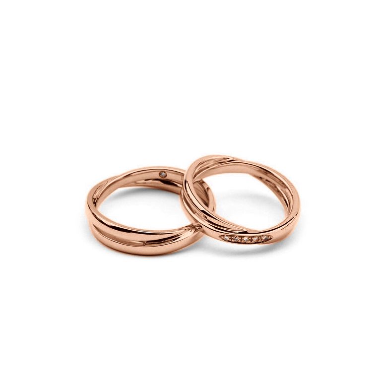 Duo d'alliances 2 anneaux or rose - Diamants | Marthe & Orli - 4