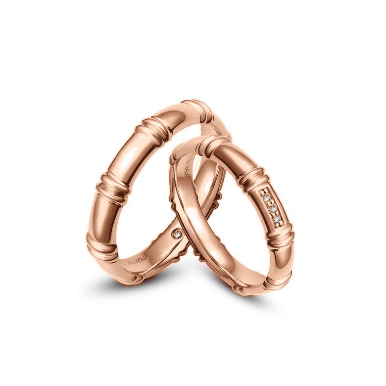 Alliances en or rose 18 carats - Alliances diamants pour couple | Apolline & Beethoven - 1