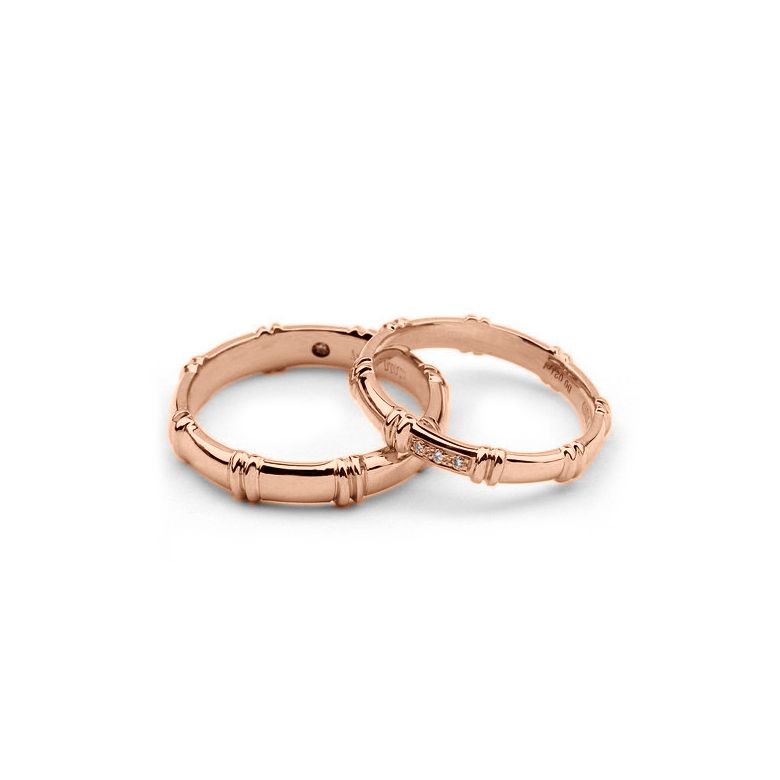 Alliances en or rose 18 carats - Alliances diamants pour couple | Apolline & Beethoven - 2