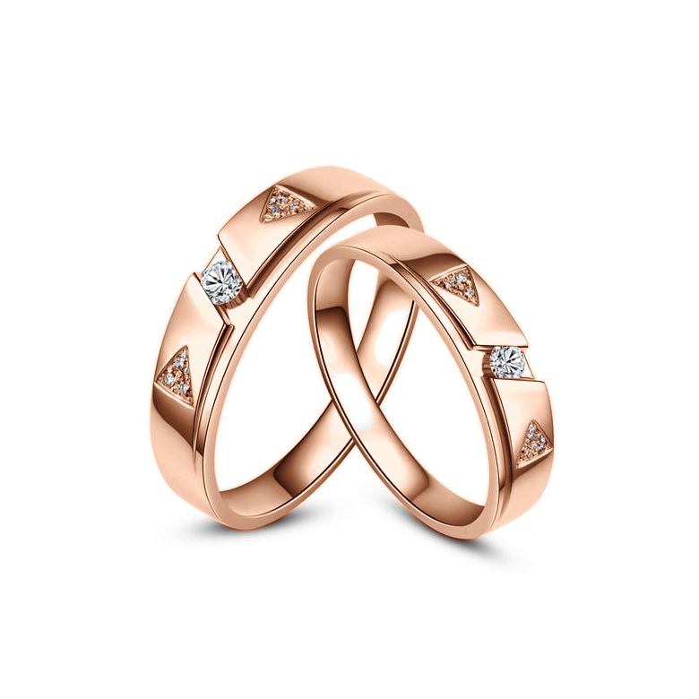 Alliances diamants - Or rose - Alliances Duo - 1
