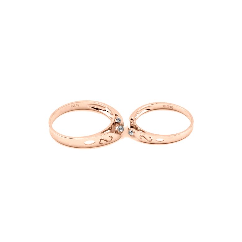 Mes alliances de mariage - Alliances Duo originales or rose, diamants - 4
