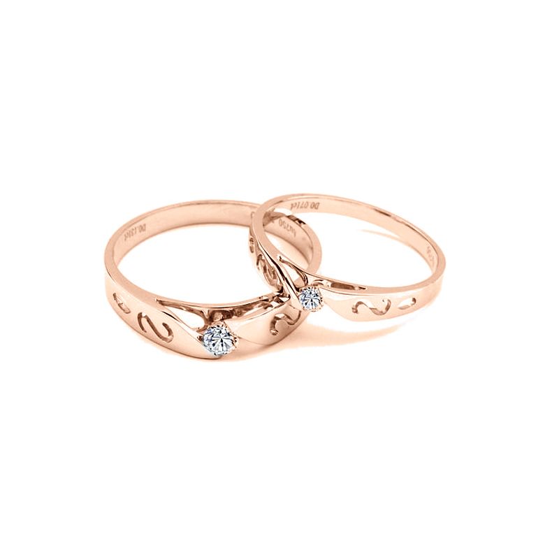 Mes alliances de mariage - Alliances Duo originales or rose, diamants - 5