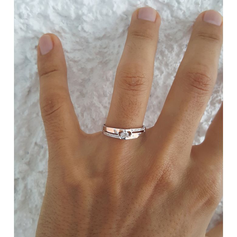 Alliances Duo solitaires diamants - Alliances modernes Or rose 18cts - 3