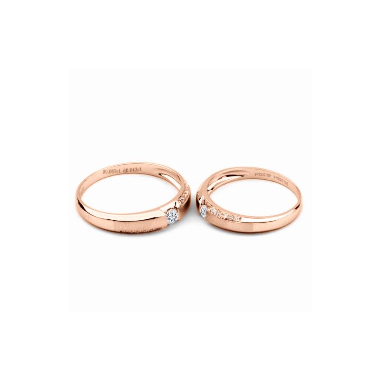 Achat alliances mariage - Alliances Solitaires Duo - Or rose, diamants - 2