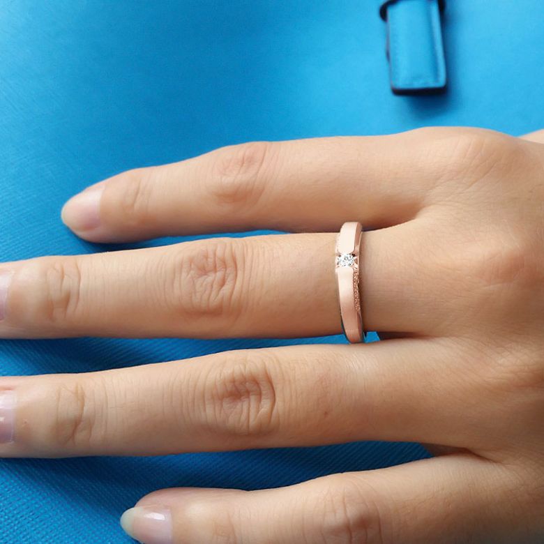 Achat alliances mariage - Alliances Solitaires Duo - Or rose, diamants - 4