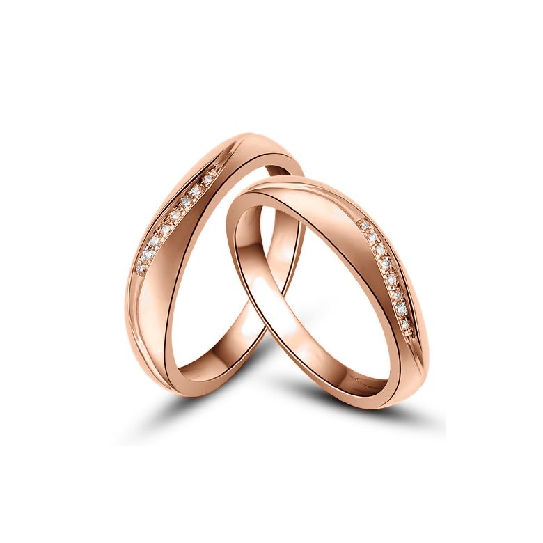 Alliances or mariage - Alliances diamants - Or rose, Couple - 1