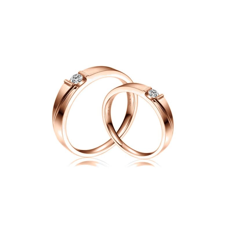 Alliances diamants sertissage demi clos - Métal or rose 18cts - Duo - 1