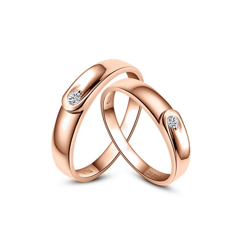Alliances diamants et or rose - Duo d'anneaux - 1