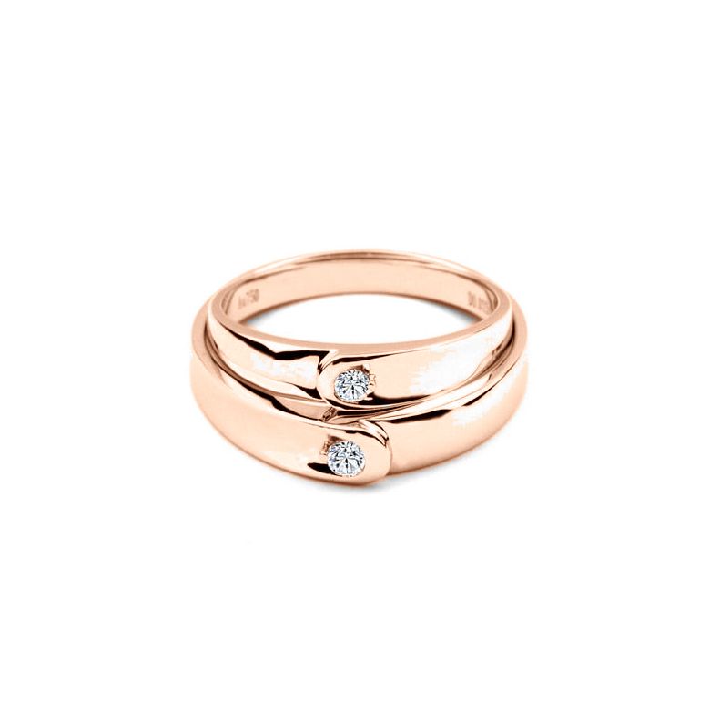 Alliances diamants et or rose - Duo d'anneaux - 3