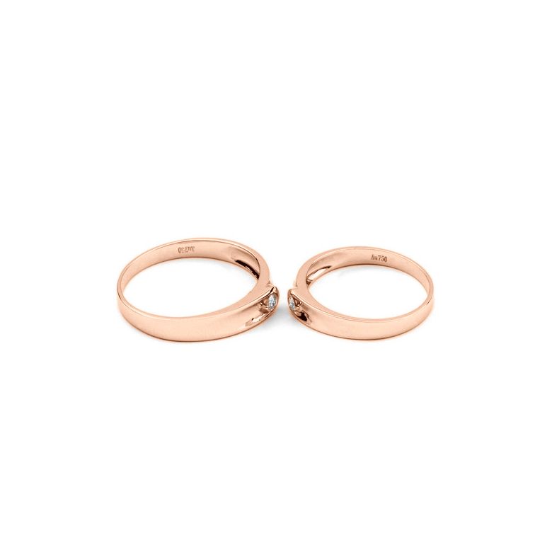 Alliances diamants et or rose - Duo d'anneaux - 4