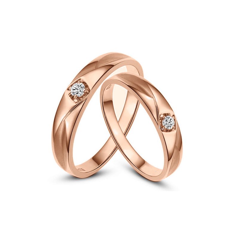 Alliances diamants or rose - Alliances Duo - 1