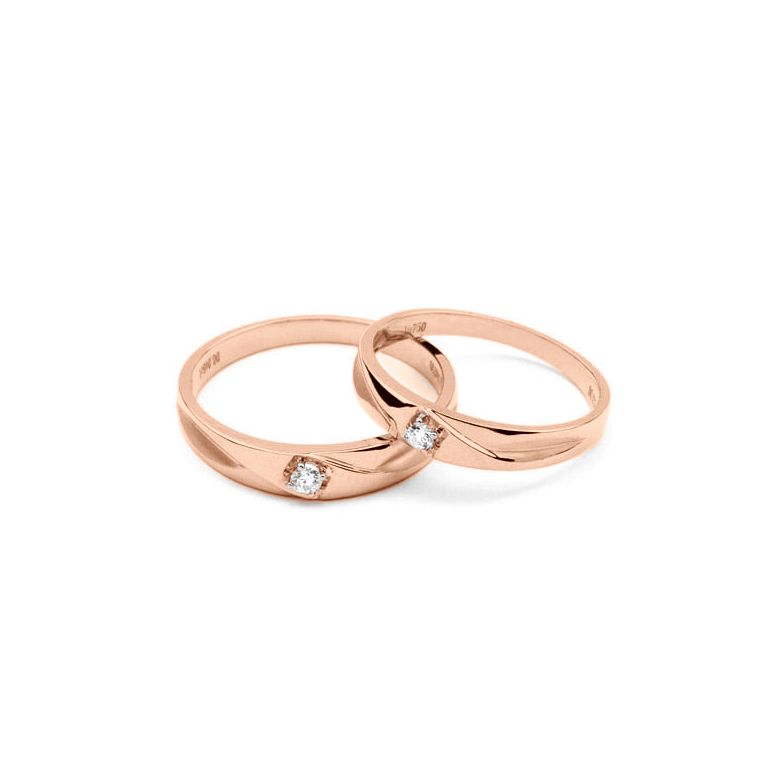 Alliances diamants or rose - Alliances Duo - 2