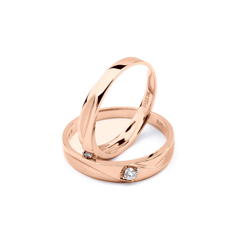 Alliances diamants or rose - Alliances Duo - 3
