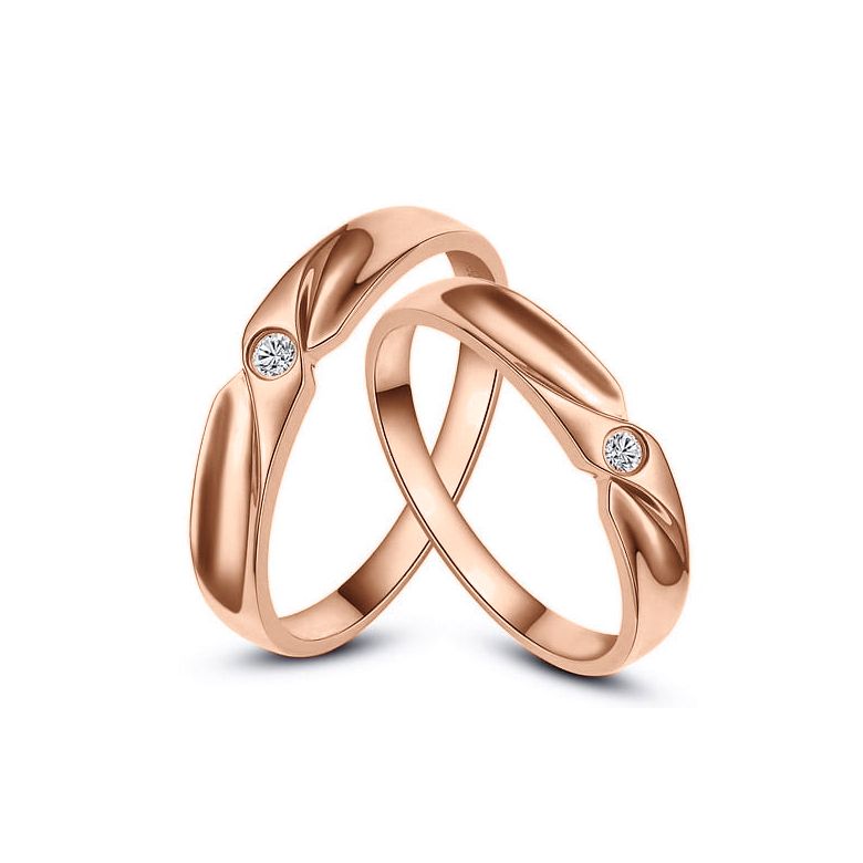 Alliance originale or rose - Alliance Couple - Diamant - 1