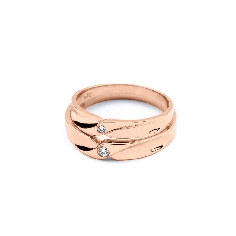 Alliance originale or rose - Alliance Couple - Diamant - 2