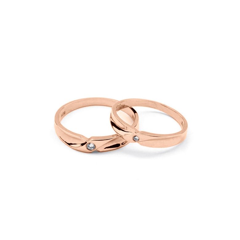 Alliance originale or rose - Alliance Couple - Diamant - 3