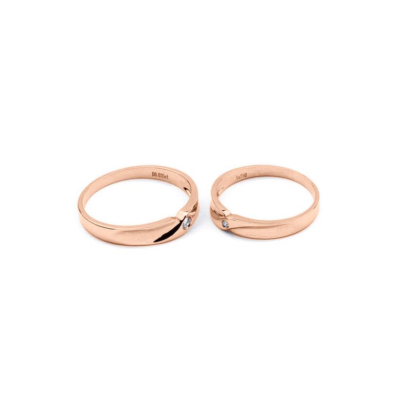 Alliance originale or rose - Alliance Couple - Diamant - 4
