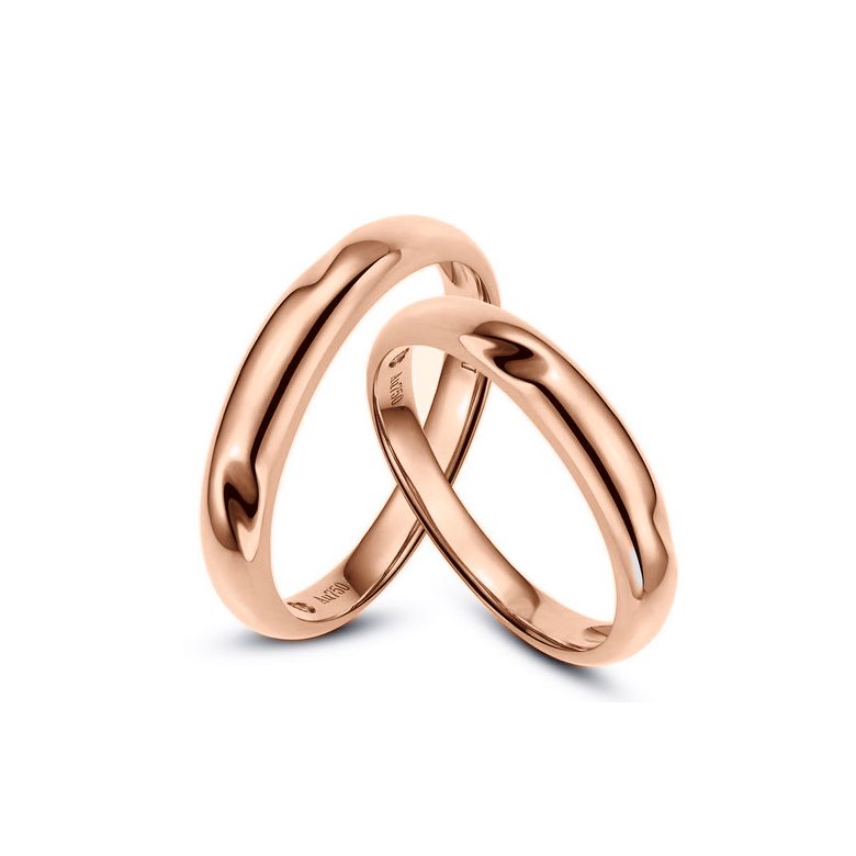 Alliances en or rondes - Duo d'alliances Or rose - Diamants - 1