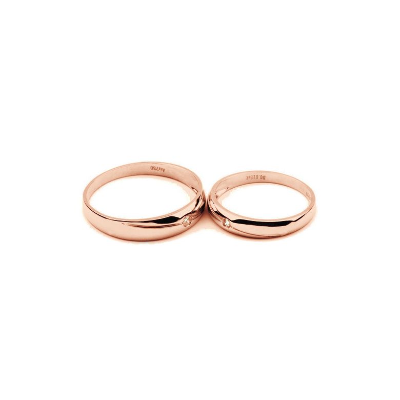 Alliances Couple. Or rose 18cts, Diamants - 1