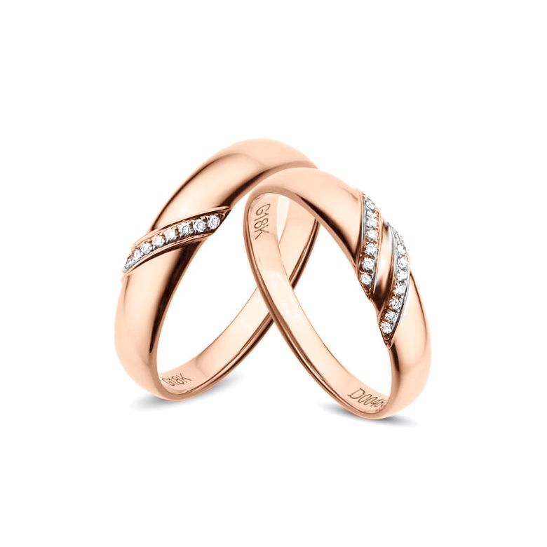 Alliances Or Rose - Diamants  - 1