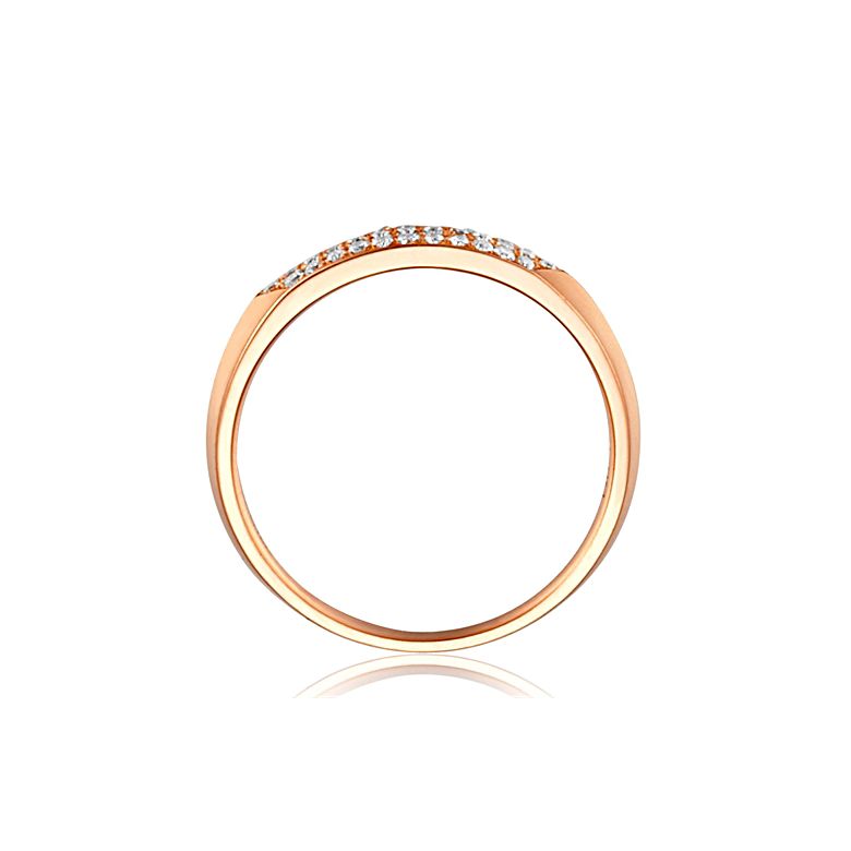 Alliance biseautée pour elle. Or rose, diamants pavés | Mélancolique - 5