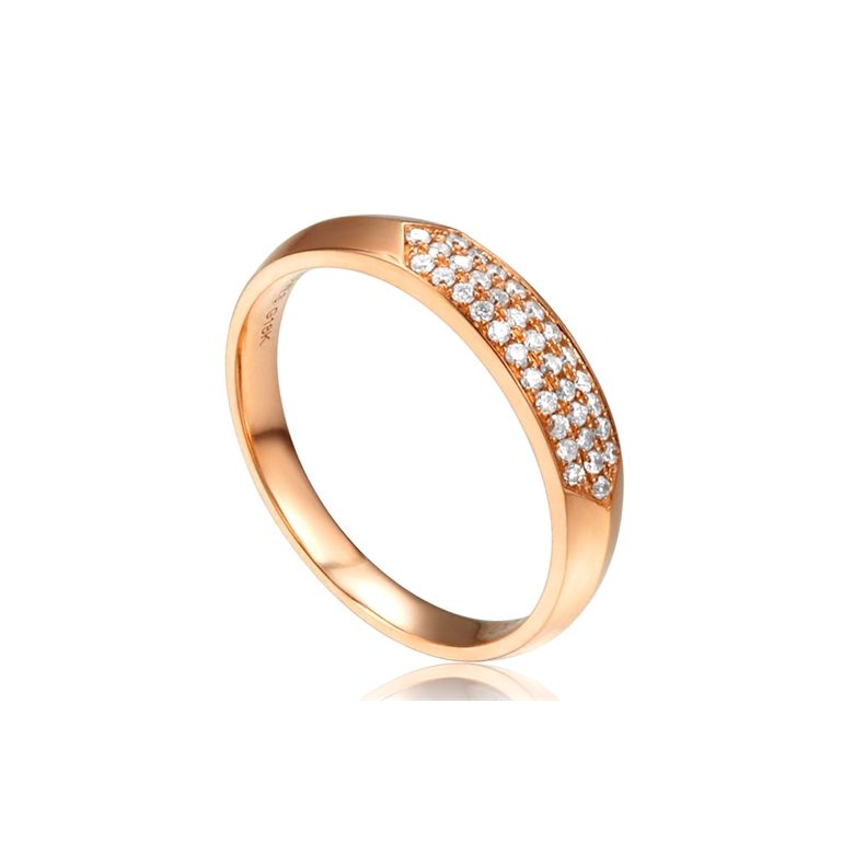 Alliance biseautée pour elle. Or rose, diamants pavés | Mélancolique - 1
