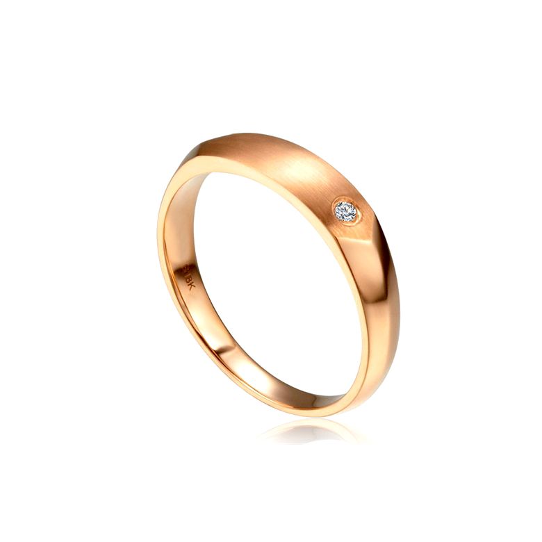 Alliance homme taillée en oblique - Or rose 750/1000, Diamant | Karasek - 1
